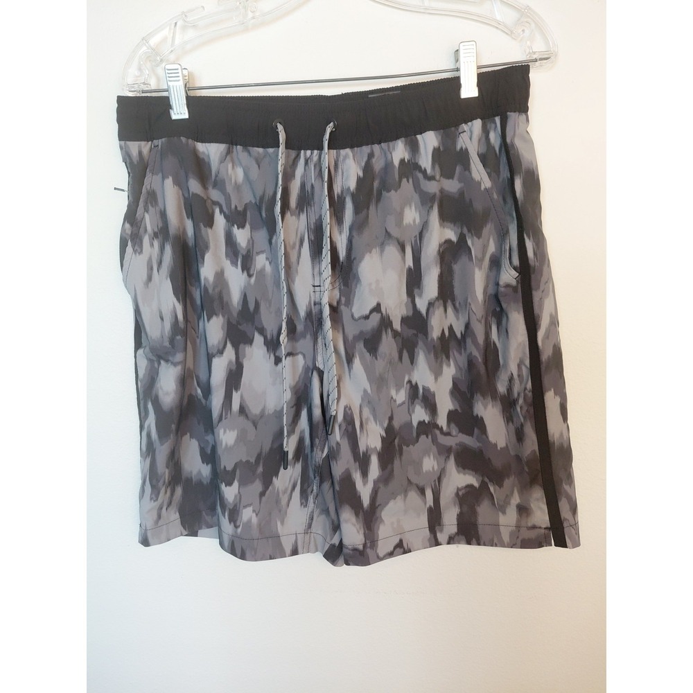 Eddie Bauer Swim Shorts Mens M Black Camo Drawstring Quick Dry Boardshorts Surf